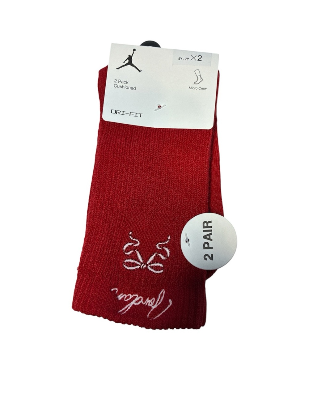 Jordan Dri-FIT Red Micro Crew Socks - 2 Pack 9-11 yrs new